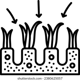 Row spacing for Healthy Growth vector icon design, Lawn and Gardening symbol, Farm and Plant sign, agriculture and horticulture equipment stock illustration, Distance between plants in shrub concept