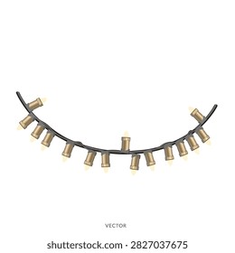 A row of spent golden bullet shells forming a smooth arc