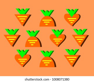 row stacked of orange carrot with soft pink background.