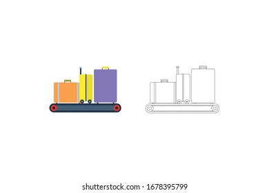 Ilustración Del Aeropuerto De Objeto Vector De La Fila De Maleta