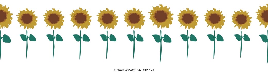 row of sunflowers seamless vector border print