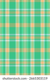 Fila de tela textil a cuadros, textura de patrón de Vector de camino. Premium Tartan de fondo a cuadros sin fisuras en la paleta de colores menta y naranja.