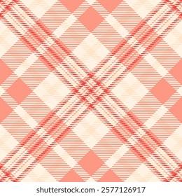 Row texture check tartan, oktoberfest background plaid pattern. Composition textile fabric vector seamless in red and old lace colors palette.