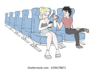 Row of train seats draw
