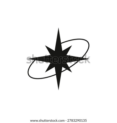 Row of Triple Star Burst Elements Sealed in Ring Loop for Y2K Streetwear Typography Layouts, Retro Futuristic Car Branding, and Techno Emblem Badges