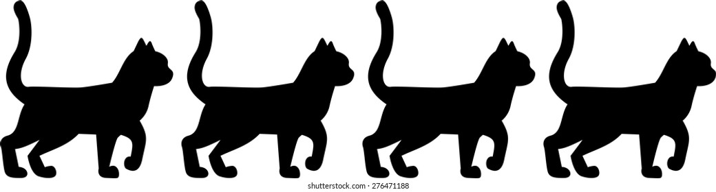 Row of walking cats