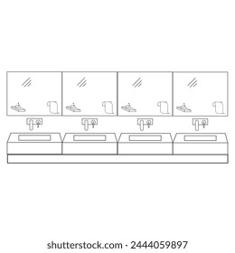 Row of washbasins in wc room icon