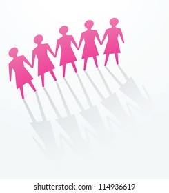 a row of woman cutout for concepts of defence, protest, protect, unity or others.