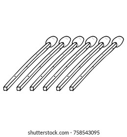 A row of wooden matches. Vector illustration.