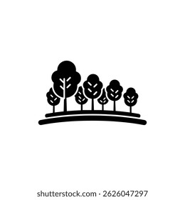 Row of Young Trees with Green Leaves Planted in Neat Rows on Farm