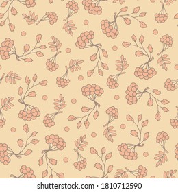Rowan Berry pattern Seamless, Rowan berry branches pattern.wrapping paper, Trendy autumnal texture for print,fashion, textile, fabric, decoration, wrapping.