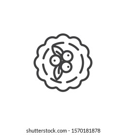 Rowan Berry Pie Line Icon. Linear Style Sign For Mobile Concept And Web Design. Thanksgiving Pie Cake, Top View Outline Vector Icon. Symbol, Logo Illustration. Vector Graphics