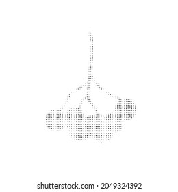 The rowan berry symbol filled with black dots. Pointillism style. Vector illustration on white background