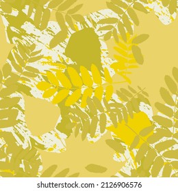 Rowan Branch and Autumn Leaves seamless pattern. Great for fabric, textiles, wallpaper.  Vector illustration
