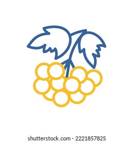Rowan branch with berries and leaf vector icon. Graph symbol for food and drinks web site, apps design, mobile apps and print media, logo, UI