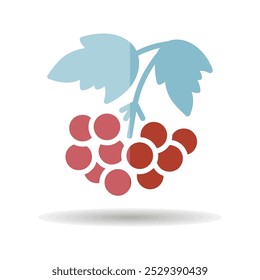 Rowan branch with berries and leaf vector icon. Graph symbol for food and drinks web site, apps design, mobile apps and print media, logo, UI