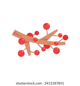 Rowan Branch Berries vector illustration, Christmas berries flat icon