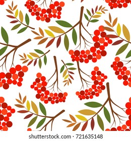 Rowan branch seamless pattern. Colorful vector illustration. Element for print. fabric and textile design. Good for kids fashion, book decoration, poster, wrapping paper.