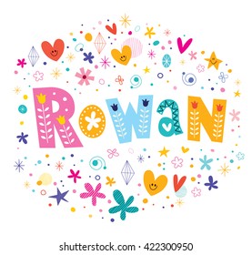 Rowan girls name decorative lettering type design