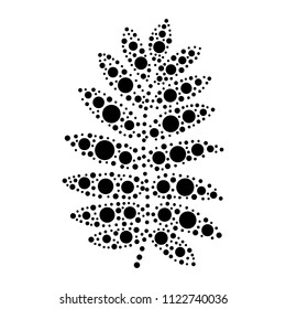 Rowan leaf decoration abstraction circles black geometric art beautiful shape dots vector illustration.