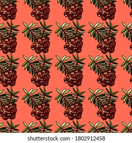 Rowan pattern on an orange background, berry pattern, orange background, plant, trees, pattern for fabric, pattern for clothes, wallpaper, gift paper, garden, bloom, gifts, packaging, floristry, cute