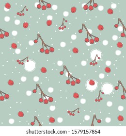 Rowan seamless Pattern. Cute Hand Drawn Design. Scandinavian Style. Repeating Pattern. 