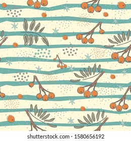 Rowan seamless Pattern. Cute Hand Drawn Design. Scandinavian Style