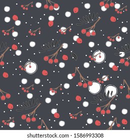 Rowan seamless Pattern. Cute Hand Drawn Design. Scandinavian Style. Repeating Pattern. 