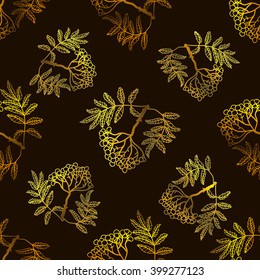 Rowan seamless vector pattern. Chocolate seamless vector pattern with rowan.