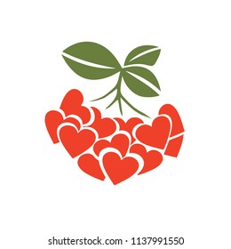 Rowan, speculator, cranberry,berries on branch, love, heart, sign, logo, red