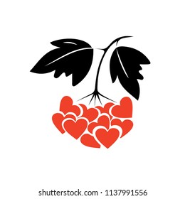 Rowan, speculator, cranberry,berries on branch, love, heart, sign, logo, red