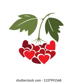 Rowan, speculator, cranberry,berries on branch, love, heart, sign, logo,  red
