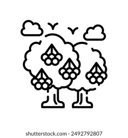 Rowan Tree Outline Icon, Vector illustration