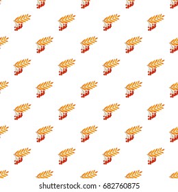 Rowanberry branch pattern seamless repeat in cartoon style vector illustration