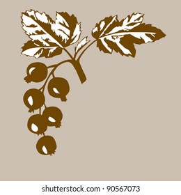 rowanberry on brown background, vector illustration, vector illustration