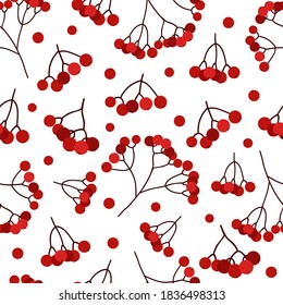 Rowanberry seamless pattern. Colorful rowan. Vector background. 
