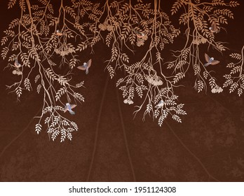 rowanberry tree vector wallpaper birds