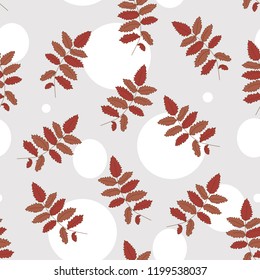 rowan-tree leaves on the light gray background. seamless pattern is good for any kind of prints