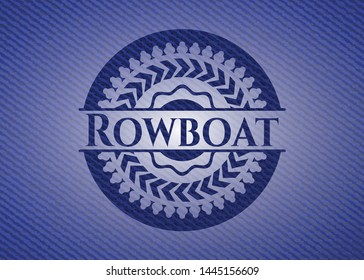 Rowboat badge with denim texture. Vector Illustration. Detailed.