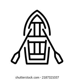Rowboat black line icon. Water activity. Pictogram for web page.