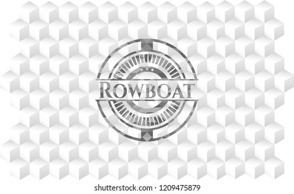 Rowboat grey emblem with geometric cube white background