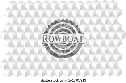 Rowboat grey emblem. Retro with geometric cube white background