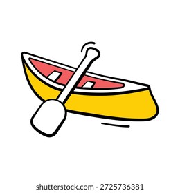 Rowboat icon in doodle style, representing lake travel, boating, and marine adventure.