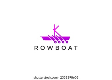 Rowboat K initial letter logo design paddle circuit technology icon symbol