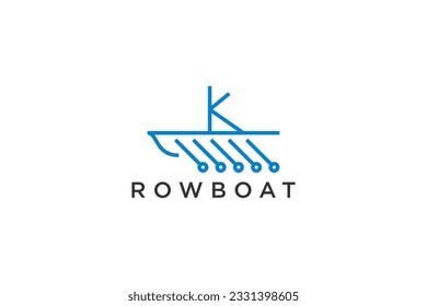 Rowboat K initial letter logo design paddle circuit technology icon symbol