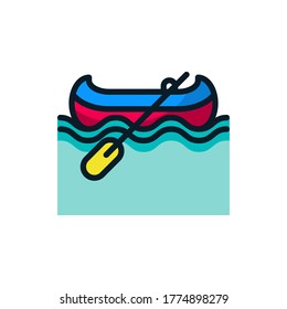 Rowboat, kayak, canoe filled outline icons. Vector illustration. Editable stroke. Isolated icon suitable for web, infographics, interface and apps.