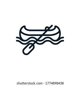 Rowboat, kayak, canoe outline icons. Vector illustration. Editable stroke. Isolated icon suitable for web, infographics, interface and apps.