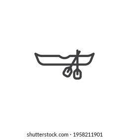 Rowboat and oars line icon. linear style sign for mobile concept and web design. Rowing boat with paddles outline vector icon. Symbol, logo illustration. Vector graphics
