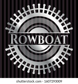 Rowboat silver emblem. Vector Illustration. Mosaic.
