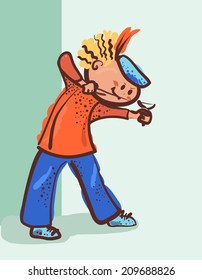 rowdy boy with a slingshot